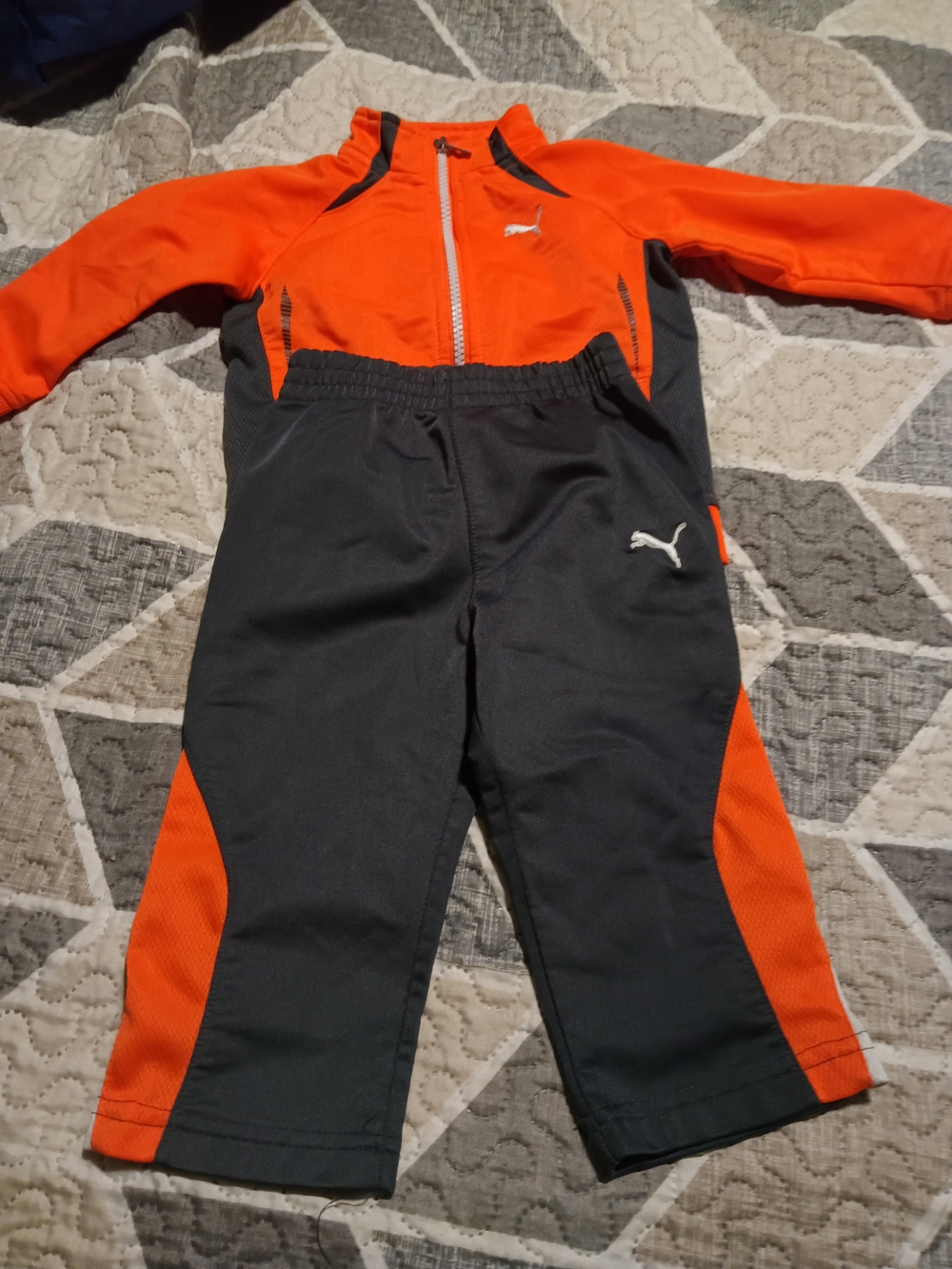 Puma Kids Orange and Black Track Jacket & Joggers Set